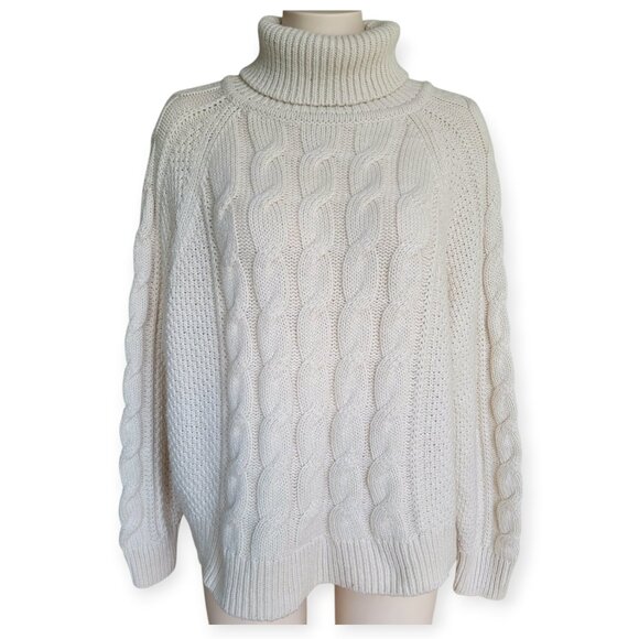 GAP Cream Cable-Knit Turtleneck Sweater, Size M - Picture 3 of 13